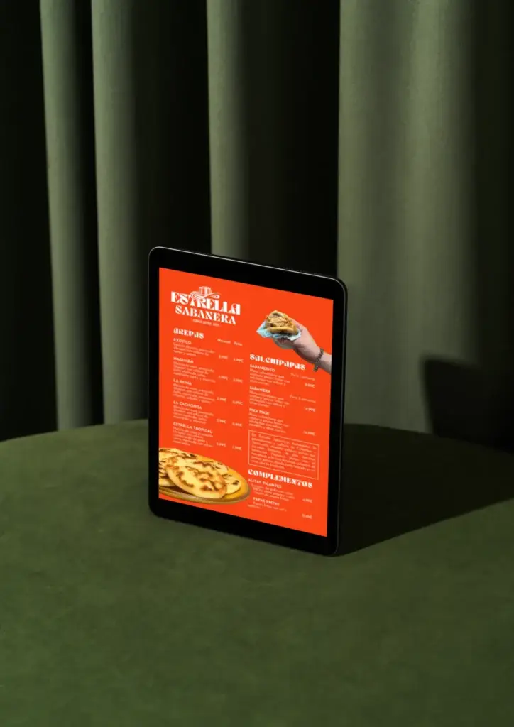 Menu en un Ipad. Menu de Estrella Sabanera.